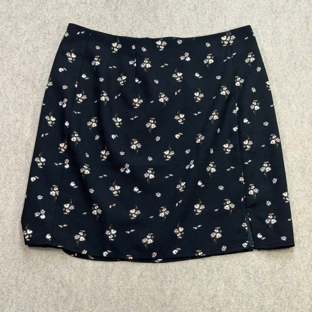 Aeropostale Mini Skirt Womens S Floral Black Cottagecore Y2K Fairy Grunge Twee